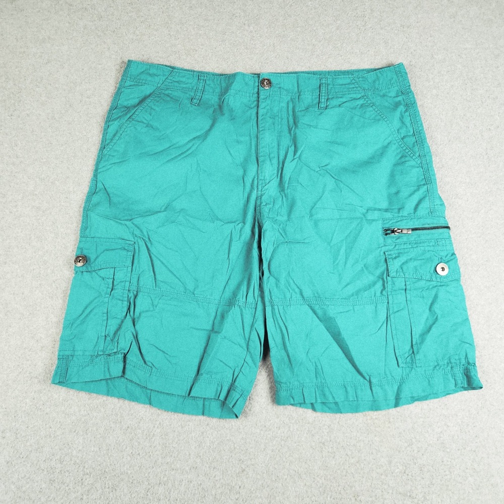 GUESS Cargo Shorts Mens 40 Teal Cotton Multi Pocket Utility Relaxed Fit Casual